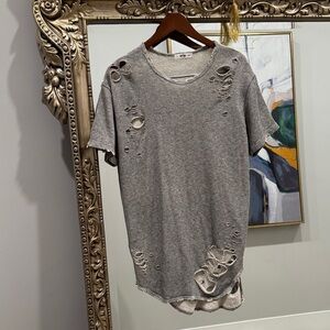 Stylish Distressed Gray Tee